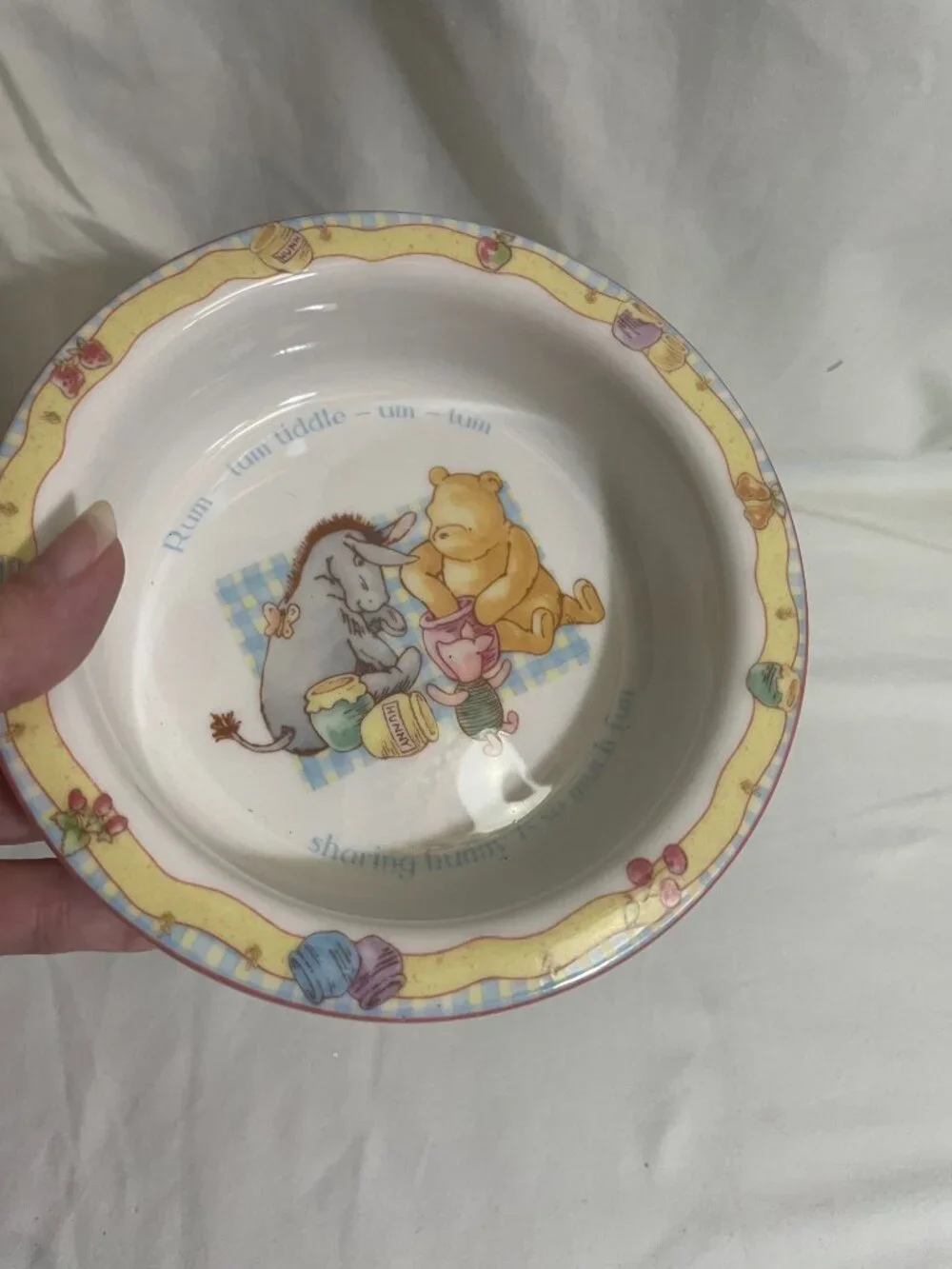 Disney Winnie the Pooh Child's Cereal Bowl Eeyore Piglet Ceramic 6.5
